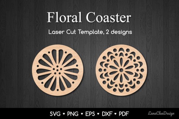 2 Decorative Floral Coaster Templates