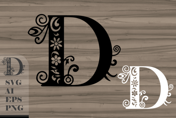 A Floral Letter D Design Asset for Crafts & Graphics