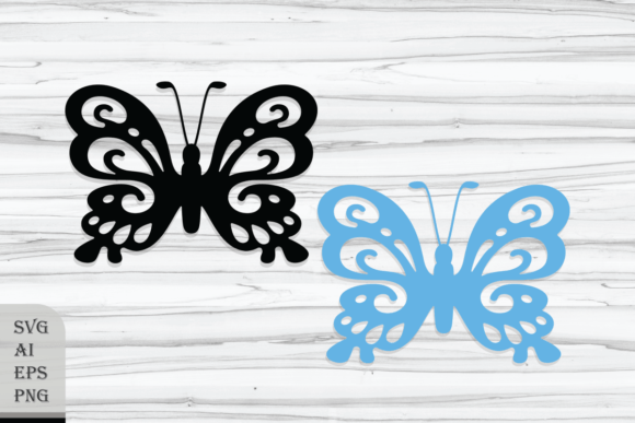 Decorative Butterfly with Waves: Graphics for Crafts