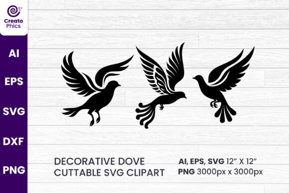 Decorative Dove Bird SVG Set for Graphics & Crafts