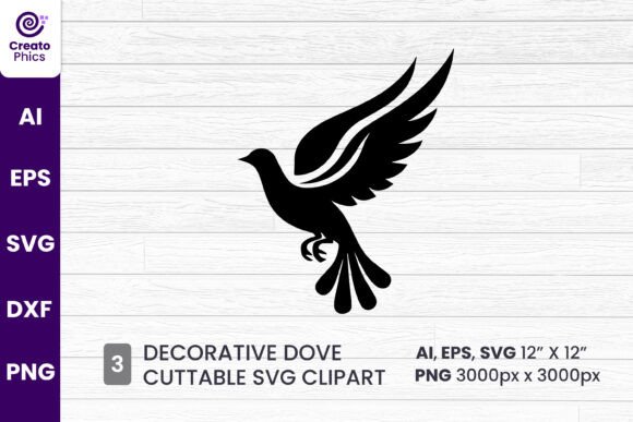 Decorative Dove Silhouette SVG for Graphics & Crafts
