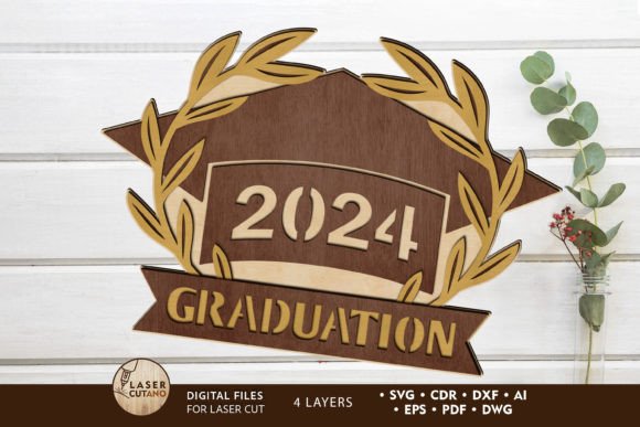 Decorative Graduation 2024 Cut Template: Graphics & Crafts