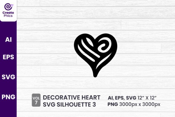 Decorative Heart Clipart Silhouette SVG for Crafts & Graphics
