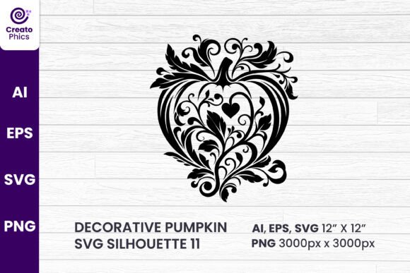 Decorative Love Pumpkin Silhouette: A Craft & Graphics Asset