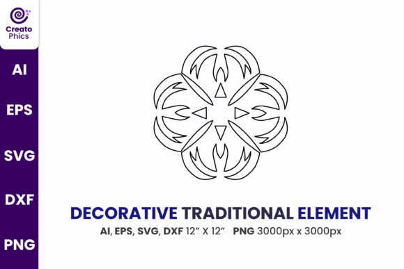 Decorative Traditional Element SVG Graphics for Print Templates