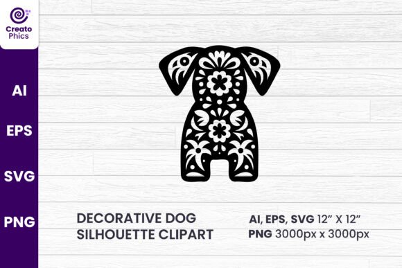 Dog Silhouette Clipart for Graphics & Print Templates