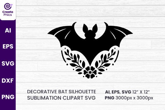 Floral Bat Clipart: Graphics for Craft & Business
