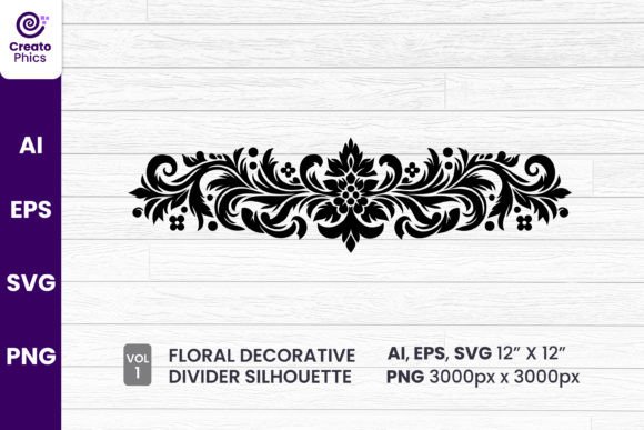 Floral Decorative Divider Silhouette 1