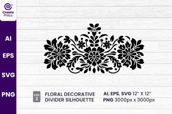 Floral Decorative Divider Silhouette 2: Graphics & Decorative Elements