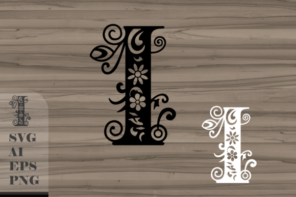 Floral Decorative Letter I: A Versatile Graphic for Crafts & Branding